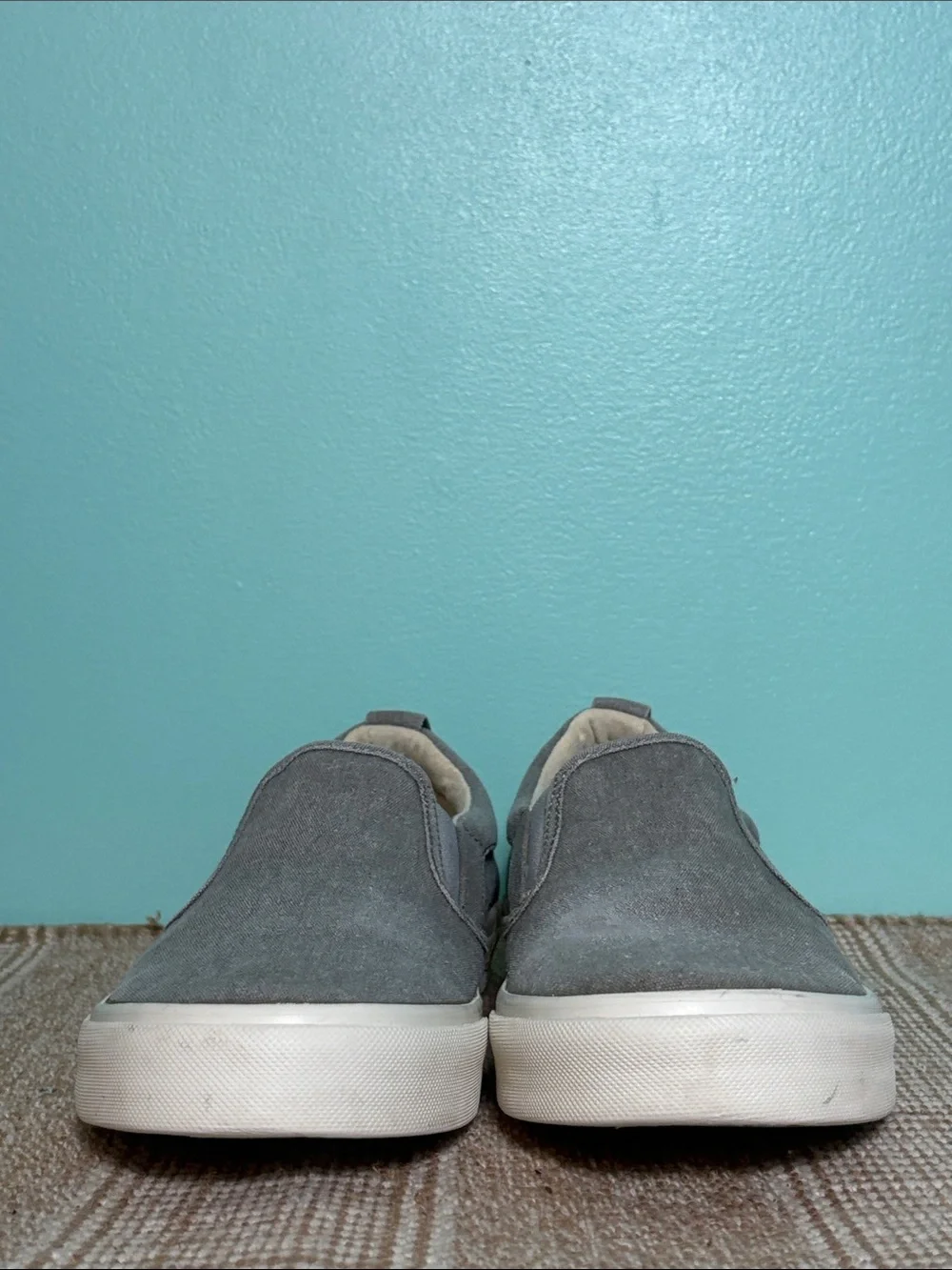 Taos Women’s Light Gray Wash Canvas Rubber “Soul” Slip-On Sneakers. Size-9